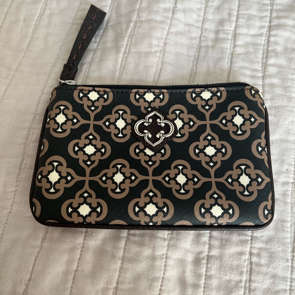 Brighton Black & Tan Patterned Wristlet